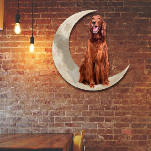 Irish Setter Dog And Moon Hanging Metal Sign QNK879MSv43