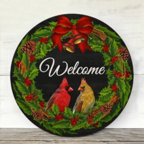 Cardinal Christmas Welcome Wooden Sign PS1210WD