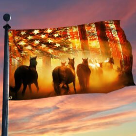 Horse Grommet Flag Wild Horses American Sunset DDH2893GF