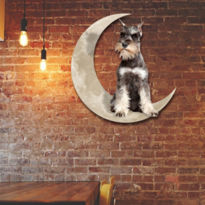 Miniature Schnauzer Dog And Moon Hanging Metal Sign QNK879MSv15a