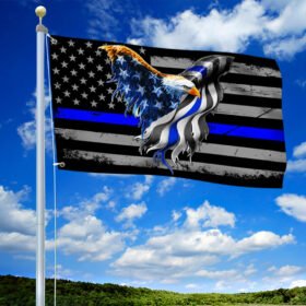 The Thin Blue Line. Police. Law Enforcement American Eagle Flag THB3482Fv1