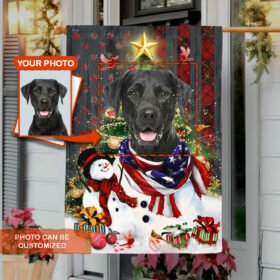 Personalized Dog Image Flag The Christmas Snowman Dog ANL0428FCT