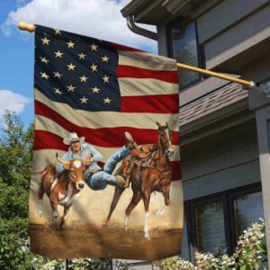 Steer Wrestling American Flag LHA1809F