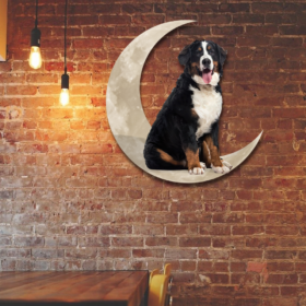 Bernese Mountain Dog And Moon Hanging Metal Sign QNK879MSv30