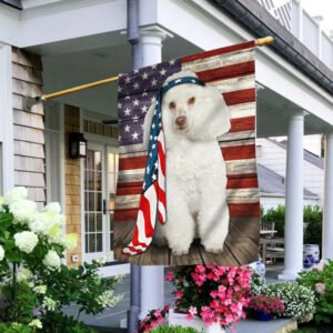 White Poodle Dog Flag Charming Dog NTB216Fv20