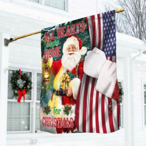 Santa Claus All Hearts Come Home For Christmas Flag MBH201F