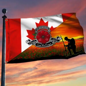 Remembrance Day Flag Lest We Forget Canadian Grommet Flag TRL1374GF