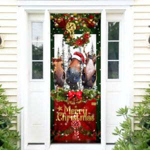 Horse Door Cover Funny Christmas Horses ANT259D