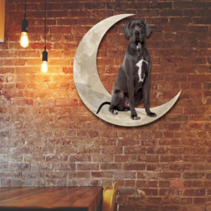 Great Dane Dog And Moon Hanging Metal Sign QNK879MSv34