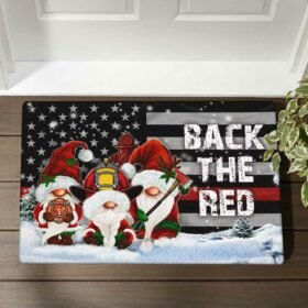 Gnome Firefighter Doormat Back The Red DBD2934DM