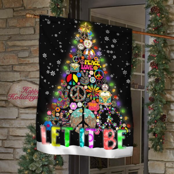 Hippie Christmas Tree Flag Let It Be TTV379F