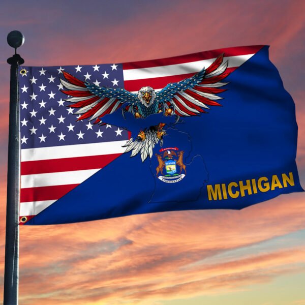 Michigan Flag American Eagle Michigan Grommet Flag TRL1430GFv12
