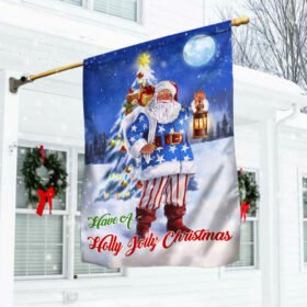 Santa Claus Patriotic Have A Holly Jolly Christmas Flag MBH187F