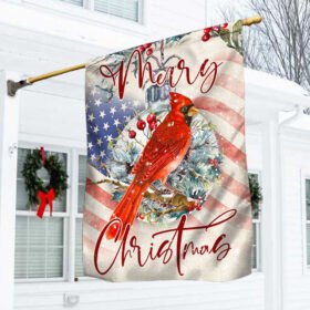 Cardinal. Merry Christmas Flag THH3458Fv1