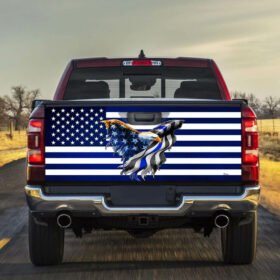 The Thin Blue Line. Back The Blue American Eagle Truck Tailgate Decal Sticker Wrap THB3440TDv1