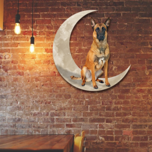 Belgian Malinois Dog And Moon Hanging Metal Sign QNK879MSv32