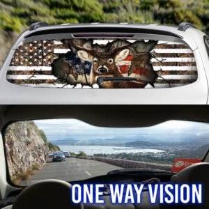 Deer Hunting Rear Window Decal American Patriot THH2573CD