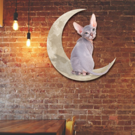 Sphynx Cat And Moon Hanging Metal Sign QNK879MSd