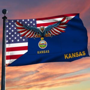 Kansas Flag American Eagle Kansas Grommet Flag TRL1430GFv10