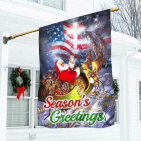 Santa Claus And His Reindeer Flag Season's Greetings Christmas QNN606F