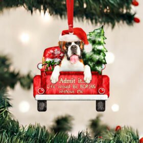 Boxer Dog Christmas Ornament, Life Would Be Boring Without Me QNN594Ov1