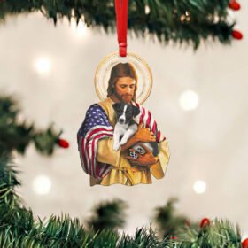 Jack Russell Terrier Dog Custom Shaped Ornament Hug Love NTB262Ov6