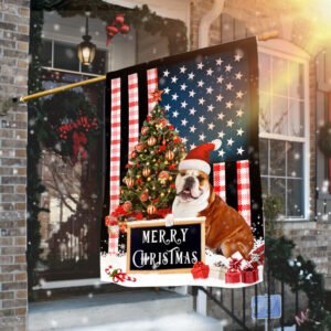 Merry Christmas English Bulldog Flag TRN468Fv23