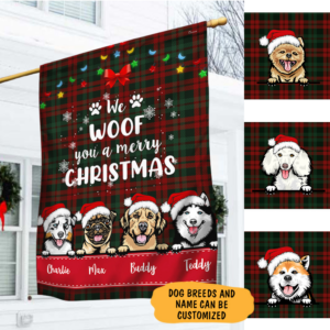 Personalized Flag We Woof You A Merry Christmas Flag TRV1547FCT