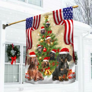 Dachshund Family Flag Hiding In The Christmas Tree MBH228F