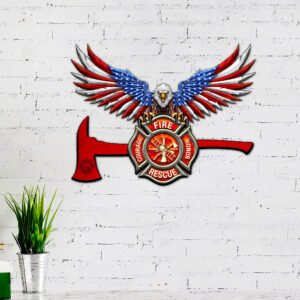 Firefighter American Eagle Metal Sign THH3512MS