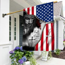 Faith Over Fear. Jesus Under American Flag THN3541F