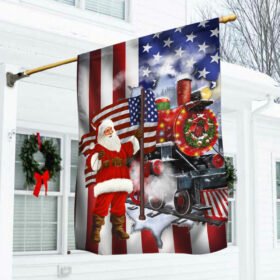 Christmas US Flag Santa Express Santa Is Coming To Town DDH3035F