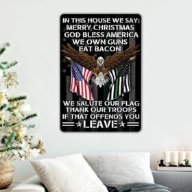 Patriotic Hanging Metal Sign In This House We Salute Our Flag DDH2932MS