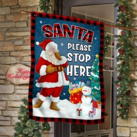 Christmas Flag Santa Claus Please Stop Here MLH2023F