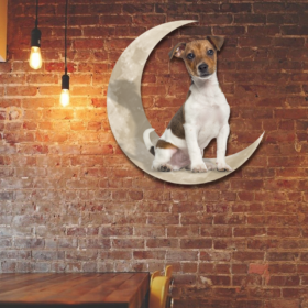 Jack Russell Terrier Dog And Moon Hanging Metal Sign QNK879MSv55