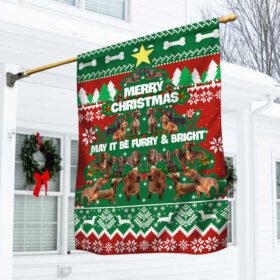 Dachshund Flag Merry Christmas May It Be Furry & Bright ANT326F