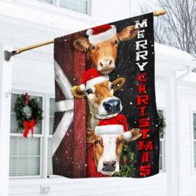 Cattle Cow Merry Christmas Flag THH3493Fv1