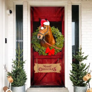 Christmas Horse Door Cover Merry Christmas Horse In Stable Door Cover TRV1620D