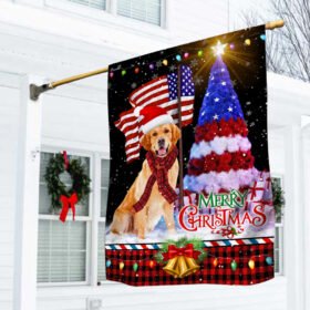 Golden Retriever. Merry Christmas American Flag THN3578F