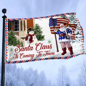 Christmas Joy Grommet Flag Santa Claus Is Coming To Town DDH2947GF
