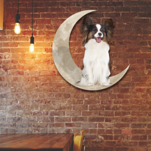 Papillon Dog And Moon Hanging Metal Sign QNK879MSv54