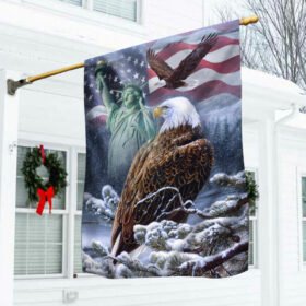 US Patriotic Flag Eagle Winter Snow DDH2992F