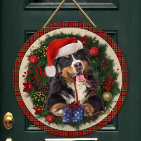 Merry Christmas Bernese Mountain Wooden Sign TRL1456WDv18
