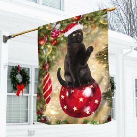 Black Cat Christmas Flag Bing Bong NTB386Fv2