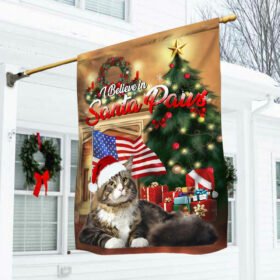 Maine Coon Cat Flag Santa Paws Merry Christmas ANL0297Fv1