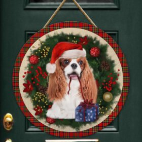 Merry Christmas Cavalier King Charles Spaniel Wooden Door Sign TRL1456WDv12
