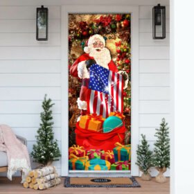 American Christmas Door Cover Santa Laughing NNT105Dv1