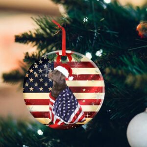 Chocolate Labrador Retriever Ornament Merry Christmas ANL285Ov3