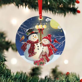 Christmas Circle Ceramic Ornament Chillin' With My Snowmies NNT109O