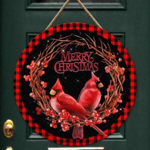 Merry Christmas Cardinal Wooden Sign TRL1564WD
